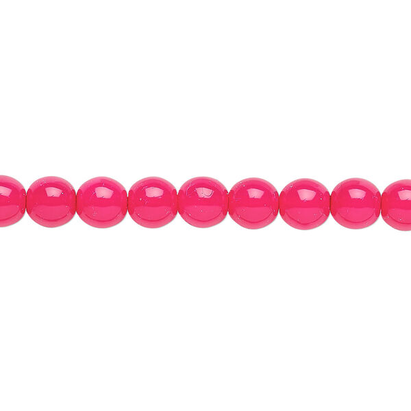 Bead, Czech dipped décor glass druk, fuchsia, 6mm round. Sold per 15-1/2" to 16" strand. image number 0