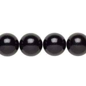 Jet 1pkg1, round bead natural 15.5-16 inch 12mm