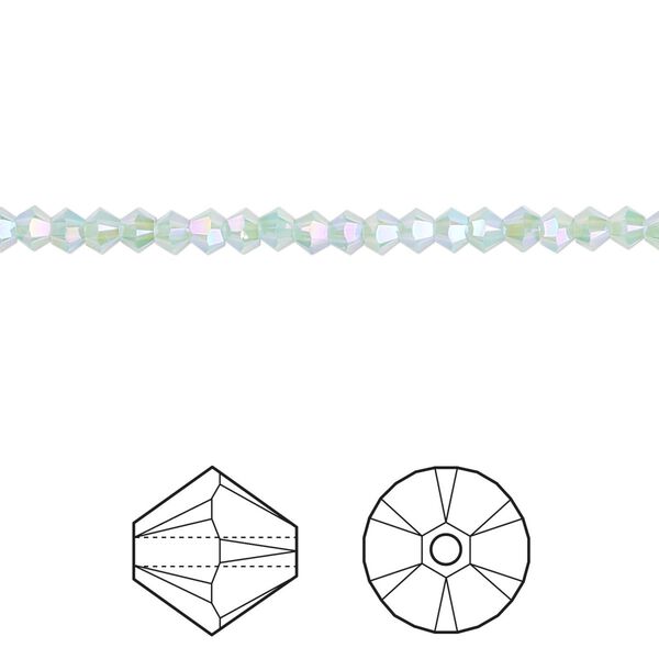 Bead 48pk Pacific opal shimmer 2X, Crystal Passions&reg; 3mm bicone 5328 image number 0