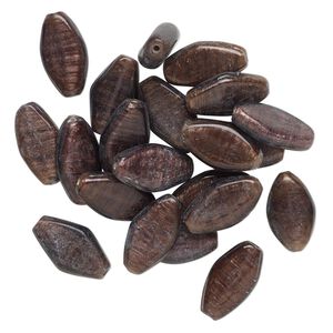 Bead, lampworked glass, translucent dark purple, 30x18mm-32x20mm flat marquise with copper-colored glitter. Sold per pkg of 20.