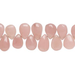Pink chalcedony 1pkg1, hand-cut top-drilled puffed teardrop bead 8 inch 9x6mm-10x7mm