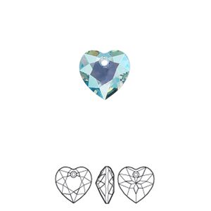 Drop 2pk aquamarine shimmer, Crystal Passions® 10.5mm pendant heart cut 6432