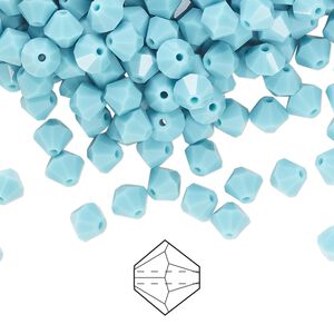 Bead 576pk turquoise, Preciosa Czech crystal 5mm bicone