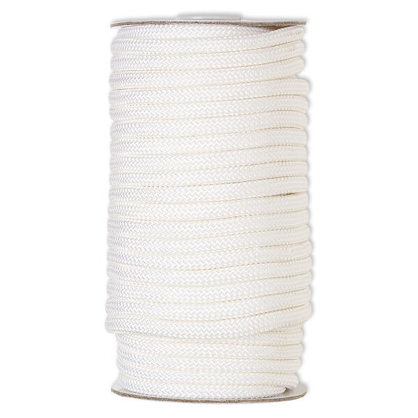 Cord, nylon, white, 5mm braided. Sold per 60-foot spool. image number 0