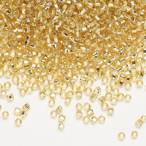 Seed bead, Dyna-Mites™, glass, pkg/40g, #11 round, transparent silver-lined light gold, (63:SR 11/0 SR). image number 0