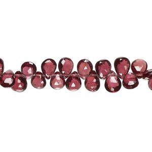 Rhodolite garnet 1pkg1, hand-cut top-drilled faceted puffed teardrop bead natural 8 inch 5x4mm-8x5mm