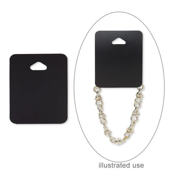 Necklace / bracelet card, plastic, black, 2-1/2 x 2 inches assembled. Sold per pkg of 10. image number 0