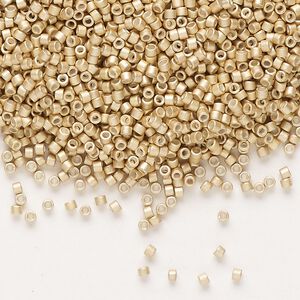 Seed bead, Delica®, glass, pkg/250g, #11 round, opaque semi-matte galvanized mead (DB-1153).
