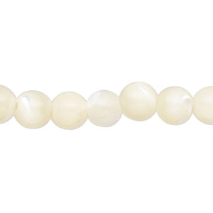 Mother-of-pearl shell 1pkg1, round bead 15 inch 7-8mm