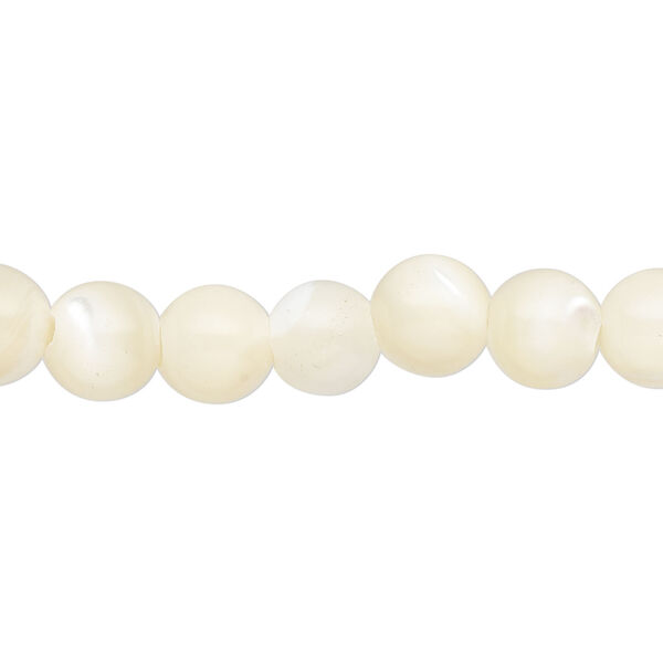 Mother-of-pearl shell 1pkg1, round bead 15 inch 7-8mm image number 0