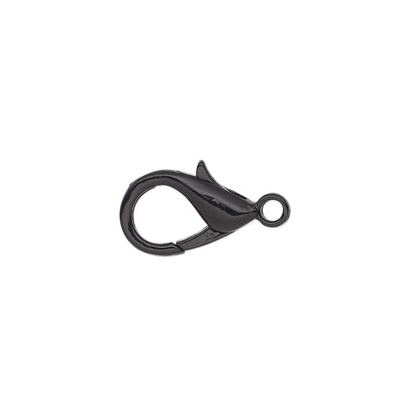 Clasp, lobster claw, black-finished brass, 14x9mm. Sold per pkg of 10. image number 0