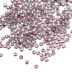 Flat back, Dance With Me™ crystal hotfix rhinestone, light rose, foil back, 2.3-2.5mm rose, SS8. Sold per pkg of 144 (1 gross).