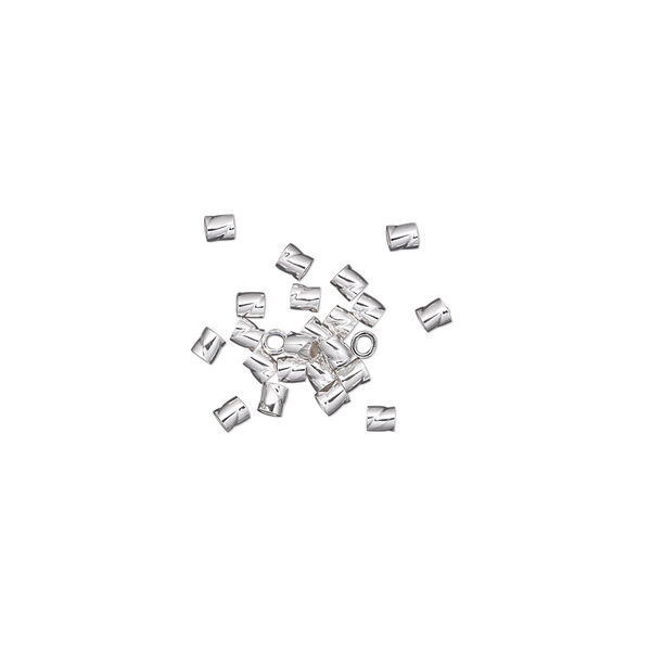Crimp, sterling silver, 2mm twisted, 0.8mm inside diameter. Sold per pkg of 25. image number 0