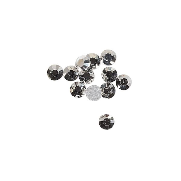 Flat back, glass, black with full silver finish, silver-colored foil back, 3.8-4mm faceted round, SS16. Sold per pkg of 12. image number 0