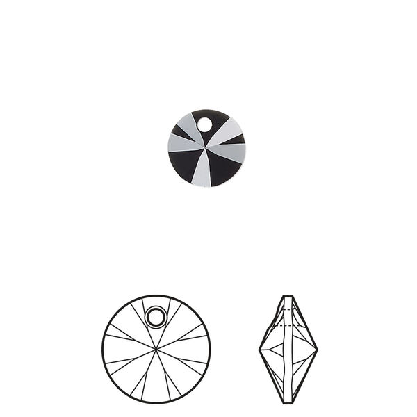 Drop 12pk jet, Crystal Passions® 8mm pendant mini disk 6428 image number 0