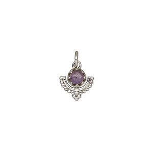 Amethyst / sterling silver 1pkg1, beaded drop natural antiqued 10x10mm