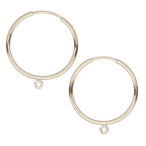 Earring hoop 1pkg2 14Kt gold-filled, 20mm round / endless loop / bottom loop, 21 gauge 1 pair