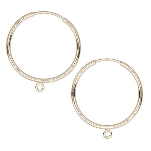Earring hoop 1pkg2 14Kt gold-filled, 20mm round / endless loop / bottom loop, 21 gauge 1 pair image number 0