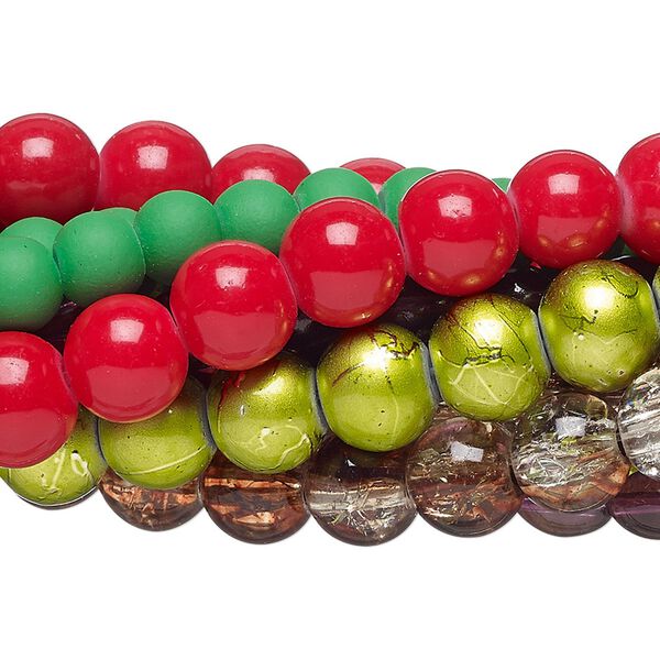 Bead mix, glass, mixed colors, 4x3mm-13x13mm mixed shape. Sold per pkg of (5) 30-inch strands. image number 0