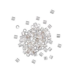 Sterling silver 1pkg100, cut tube crimp, 2mm / 1.3-1.4mm inside diameter