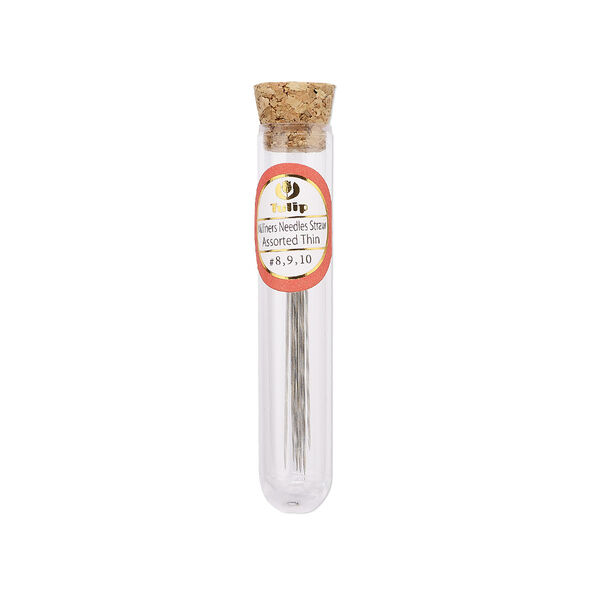 Needle, Tulip, milliners, steel, #8 / #9 / #10, 0.64mm / 0.62mm / 0.6mm eye width, 1-3/4 inches / 1-3/5 inches / 1-1/2 inches. Sold per pkg of 6. image number 0