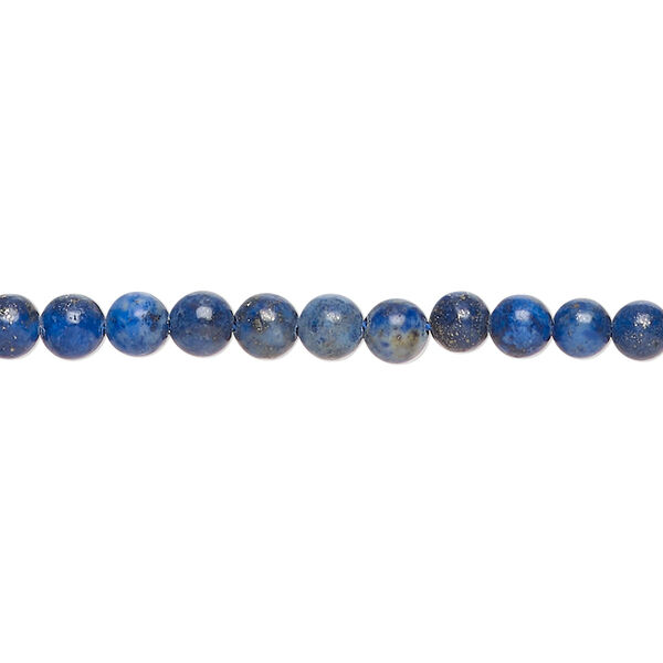Bead, lapis lazuli (dyed), 3-5mm round, dark, C grade, Mohs hardness 5-6. Sold per 15-inch strand, approximately 95 beads. image number 0
