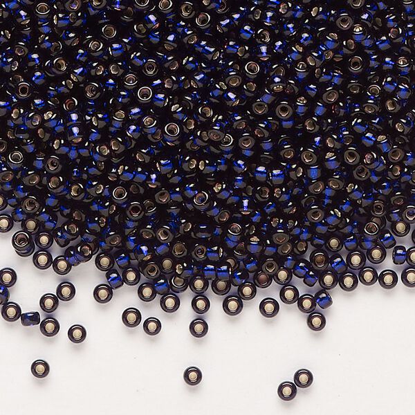 Seed bead, Miyuki, glass, pkg/250g, #11 rocaille, transparent silver-lined dark purple, (RR-1426). image number 0