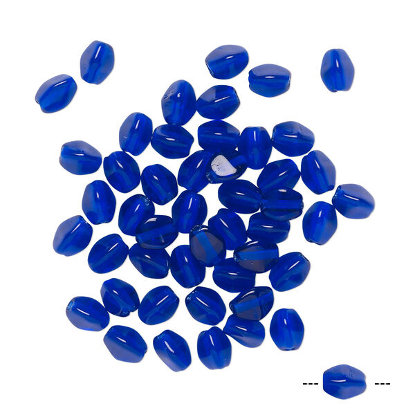 Bead, Preciosa, Czech pressed glass, translucent cobalt, 5x4mm buckwheat. Sold per pkg of 50. image number 0