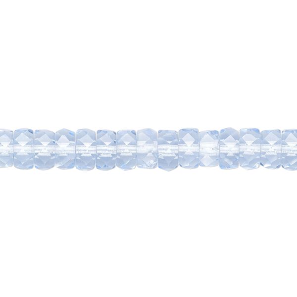 Bead, Czech fire-polished glass, sapphire blue, 6x3mm faceted rondelle. Sold per 15-1/2" to 16" strand. image number 0