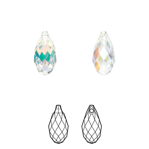Briolette 24pk crystal AB, Crystal Passions® 13x6.5mm pendant drop 6010 image number 0