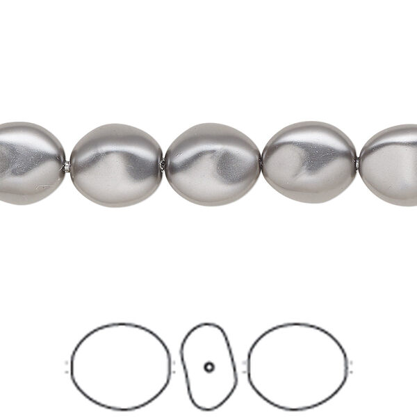 Pearl 10pk dark grey, Crystal Passions® 10x9mm baroque coin 5842 image number 0