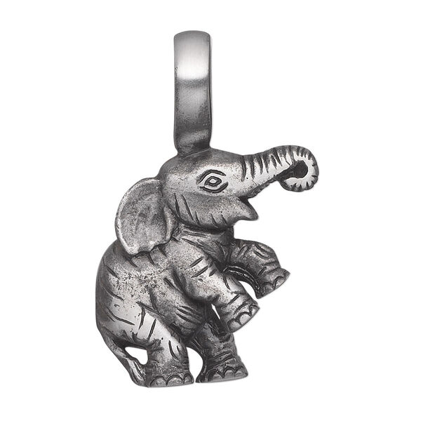 Pendant, "pewter" (zinc-based alloy), 35x24mm single-sided elephant. Sold individually. image number 0