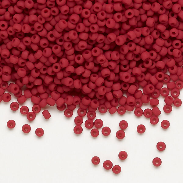 Seed bead, Dyna-Mites™, glass, pkg/40g, #11 round, opaque matte brick red, (736MA 11/0 RR). image number 0