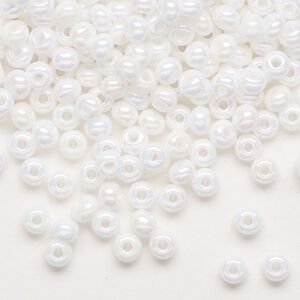 Seed bead, Preciosa Ornela Czech glass, pkg/500g, #6 rocaille, opaque rainbow chalkwhite, (46205).