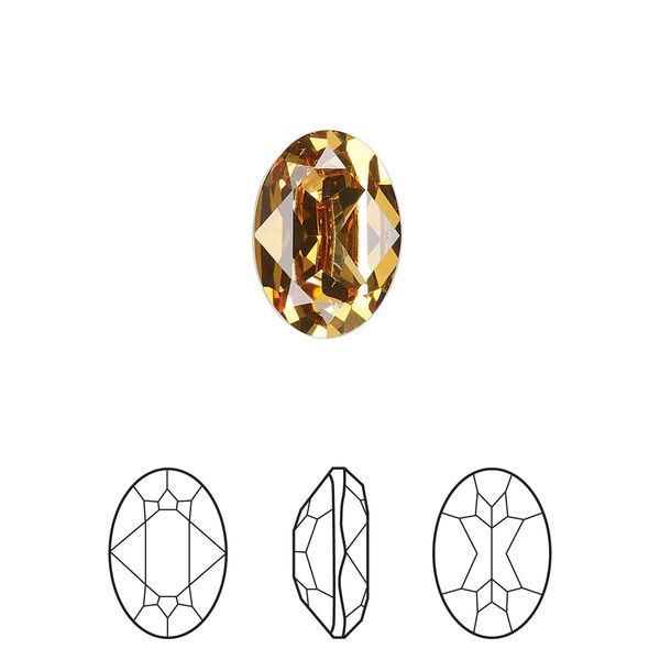 Fancy stone 1pk golden topaz foil back, Crystal Passions® 14x10mm oval 4120 image number 0