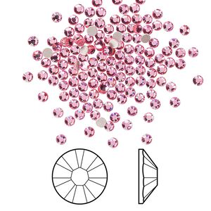 Flat back 144pk light rose foil back, Crystal Passions® 2.1-2.3mm rose round SS7 2058