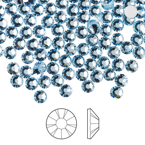 Flat back 144pk aquamarine foil back, Preciosa MAXIMA Czech crystal hotfix rhinestone 3.8-4mm chaton rose round SS16 image number 0