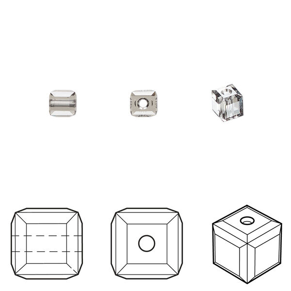 Bead 48pk black diamond, Crystal Passions® 4mm cube 5601 image number 0