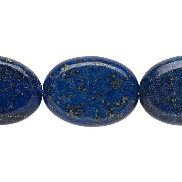 Lapis lazuli 1pkg1, flat oval bead 15 inch 25x18mm-26x19mm image number 0