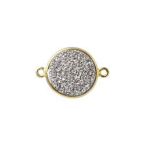 Druzy agate / sterling silver 1pkg1, electrocoated gold finished hand-cut flat round link 15mm