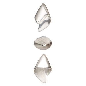 Bead cap, Amoracast®, sterling silver, 14x9mm fortune right, fits 4-6mm bead, for use with 25-32 gauge wire. Sold individually.