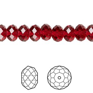 Bead 12pk scarlet, Crystal Passions® 8x6mm rondelle 5040