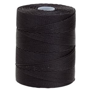 Thread, C-Lon®, nylon, black, 0.4mm diameter. Sold per 136-yard spool.