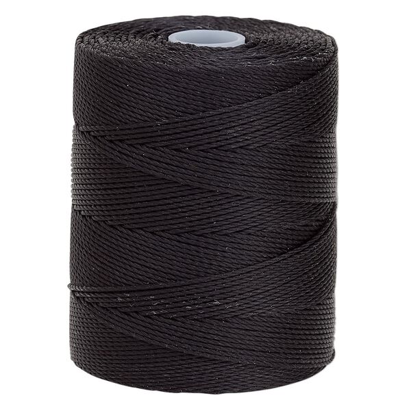 Thread, C-Lon®, nylon, black, 0.4mm diameter. Sold per 136-yard spool. image number 0