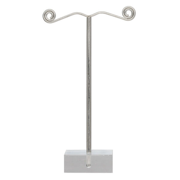 Earring display, acrylic and steel, clear, 4-1/2 x 2 x 1 inch cube. Sold per pkg of 2. image number 0