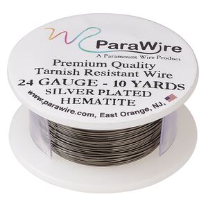 Wire, ParaWire™, enameled copper, hematite, round, 24 gauge. Sold per 10-yard spool.