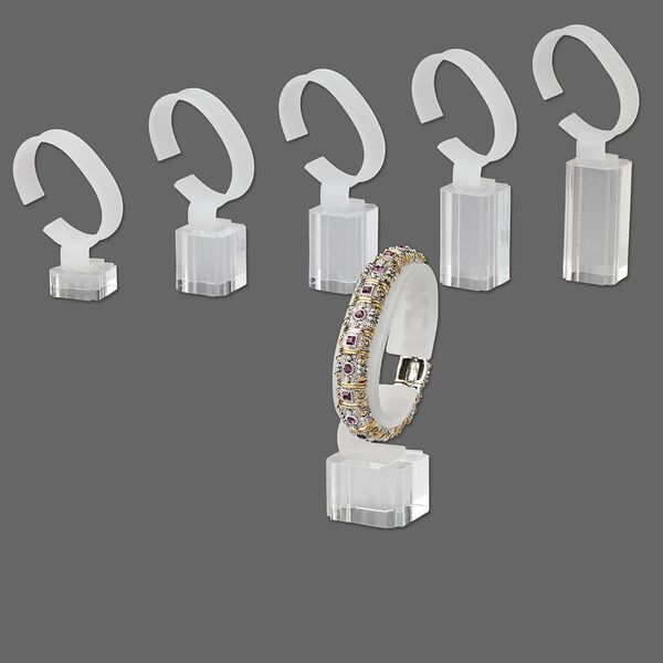 Display, bracelet, acrylic, clear and frosted clear, 3-1/4 x 2 x 1-1/4 to 5-1/4 x 2 x 1-1/4 inches. Sold per 6-piece set. image number 0