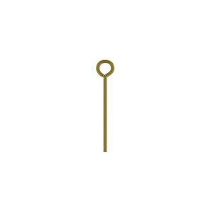 Eye pin, antique brass-plated steel, 3/4 inch, 21 gauge. Sold per pkg of 500.