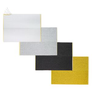 Adhesive strip, Art Edge™, EVA foam, multicolored glitter, 2mm. Sold per pkg of (4) 10-inch sheets.