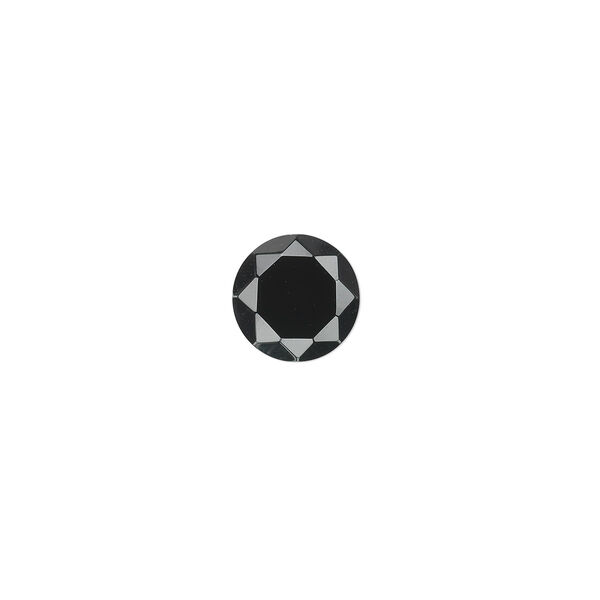 Cabochon, black onyx (dyed), 8mm calibrated faceted round, B grade, Mohs hardness 6-1/2 to 7. Sold individually. image number 0